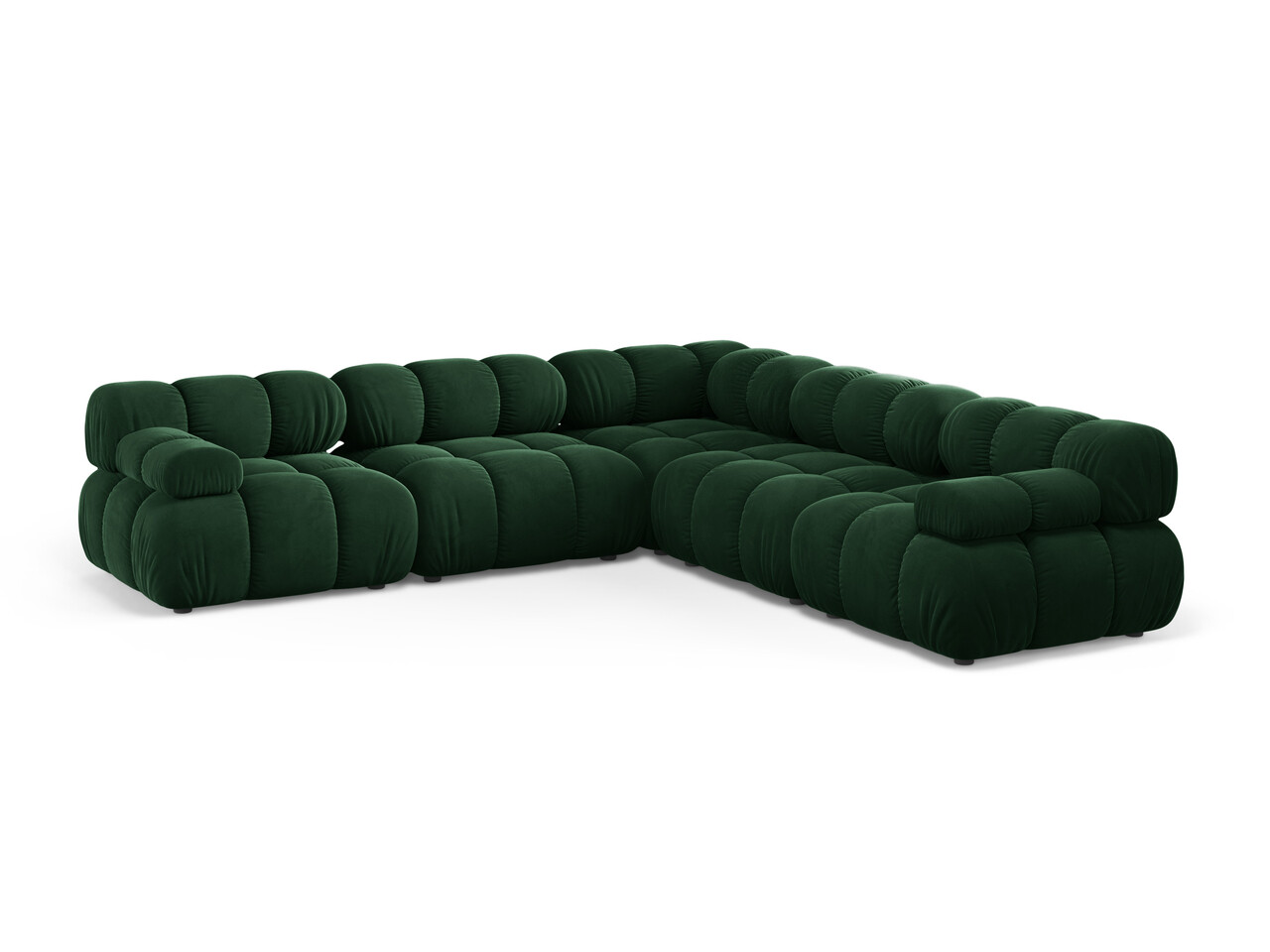 Coltar simetric 5 locuri, Bellis-51, Micadoni Home, 282x282x70 cm, catifea, verde bottle Colțare